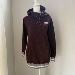 Roots Heathered Burgundy Hoodie with Gray Trim Size M